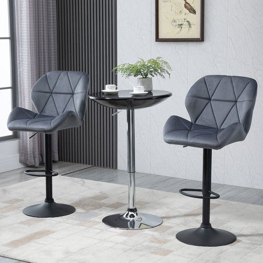 Set of 2 Height Adjustable Swivel Bar Stools with Footrests - Dark Grey - Green4Life