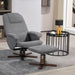 Modern Linen Grey Swivel Recliner with Footstool - Green4Life