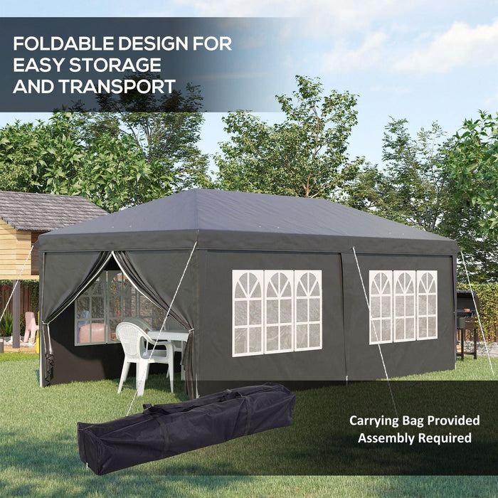 Outsunny 3x6m Pop-Up Gazebo with Adjustable Sides and Windows - Black - Green4Life