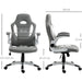 HOMCOM PU Leather Gaming Chair, Height Adjustable with Tilt Function and Flip Up Armrests - Grey - Green4Life