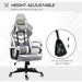 Vinsetto PVC Leather Gaming Desk Chair with Lumbar Support and Headrest - Grey/White - Green4Life