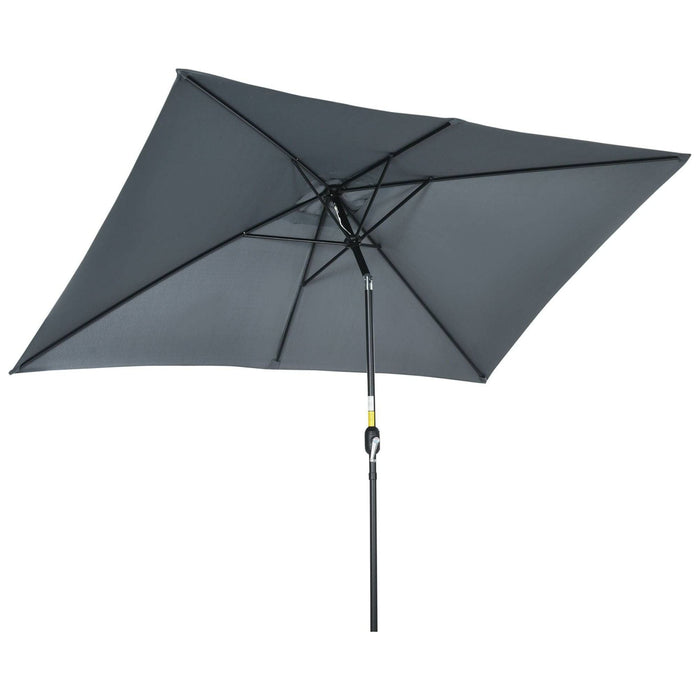 3x2m Rectangular Parasol with Tilt and Crank - Dark Grey - Outsunny - Green4Life