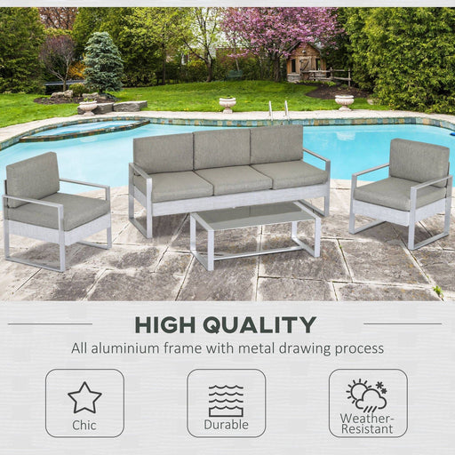 4 Pieces Patio Furniture Aluminum Outdoor Set - Grey - Outsunny - Green4Life