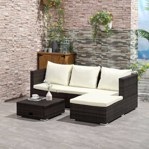 4-Seater Outdoor Garden PE Rattan Furniture Set - Brown - Outsunny - Green4Life