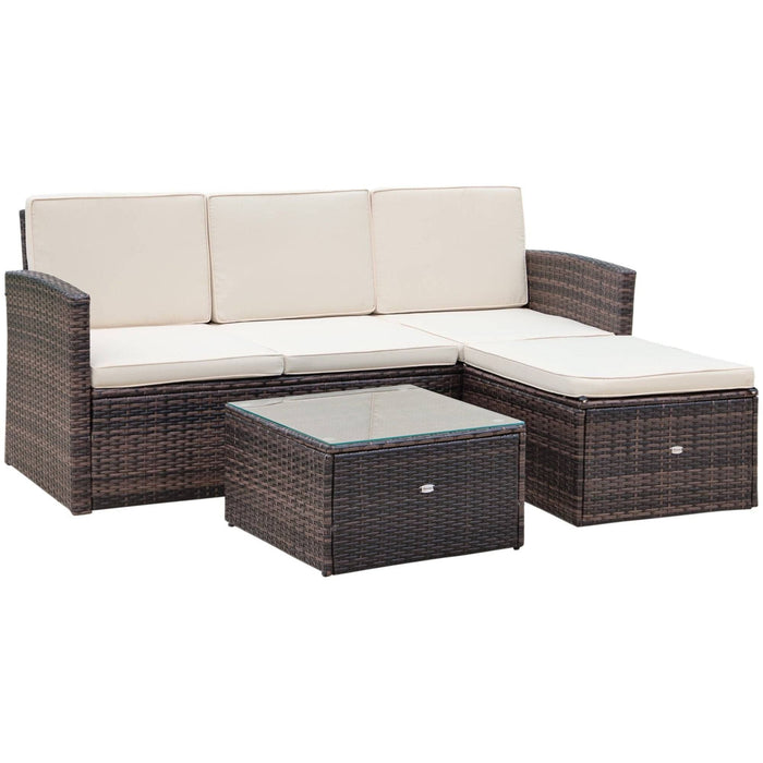 4-Seater Outdoor Garden Rattan Furniture Set with Table - Brown - Outsunny - Green4Life