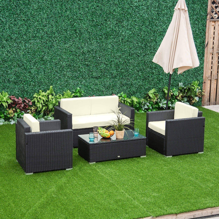 4-Seater Rattan Sofa Set - Black - Outsunny - Green4Life