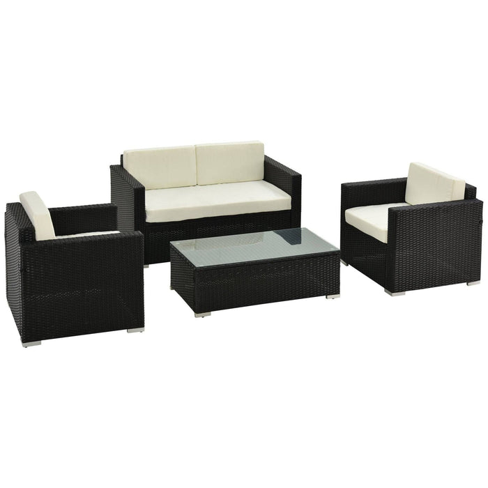 4-Seater Rattan Sofa Set - Black - Outsunny - Green4Life