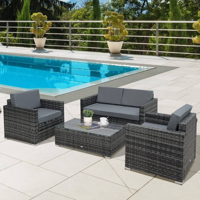 4-Seater Rattan Sofa Set - Grey - Outsunny - Green4Life