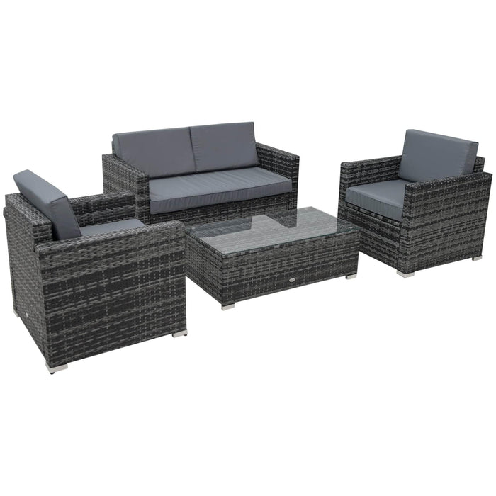 4-Seater Rattan Sofa Set - Grey - Outsunny - Green4Life