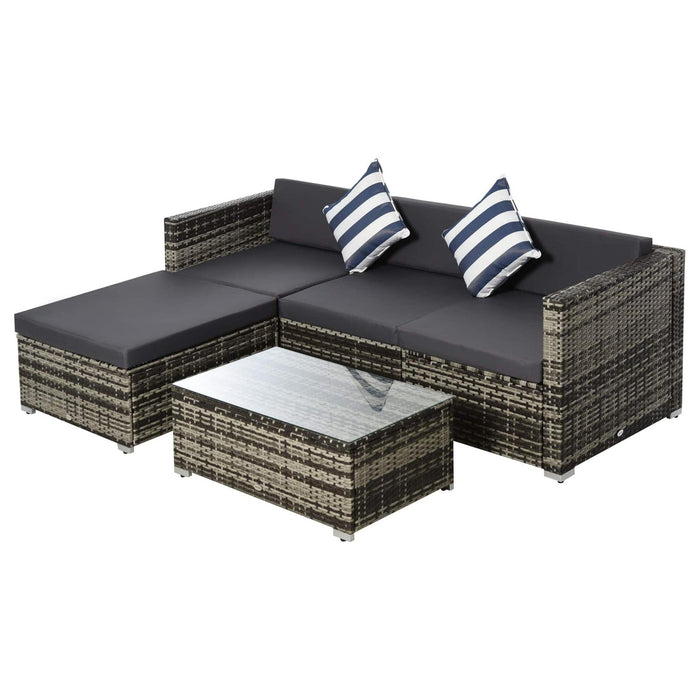 4-Seater Sofa Set and Coffee Table Combo with Cushions and Pillows - Mixed Grey - Outsunny - Green4Life