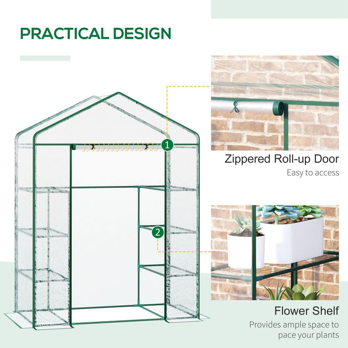 5 x 2 ft (143L x 73W x 195H cm) 4 Tiers 8 Shelves Transparent Portable Greenhouse - Outsunny - Green4Life