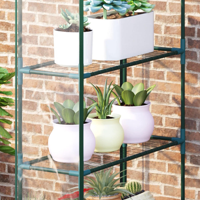 5 x 2 ft (143L x 73W x 195H cm) 4 Tiers 8 Shelves Transparent Portable Greenhouse - Outsunny - Green4Life