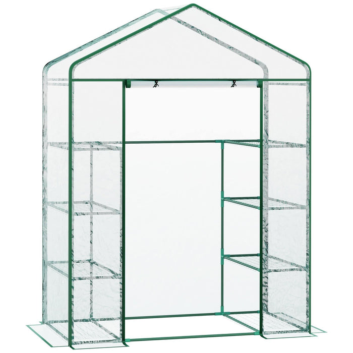 5 x 2 ft (143L x 73W x 195H cm) 4 Tiers 8 Shelves Transparent Portable Greenhouse - Outsunny - Green4Life