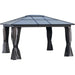 4 x 3.6m Hardtop Gazebo with UV Resistant Polycarbonate Roof - Black - Outsunny - Green4Life