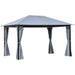 13 x 10 ft (4 x 3 m) Gazebo with Aluminium Frame, Curtains & Netting Sidewalls - Grey - Outsunny - Green4Life