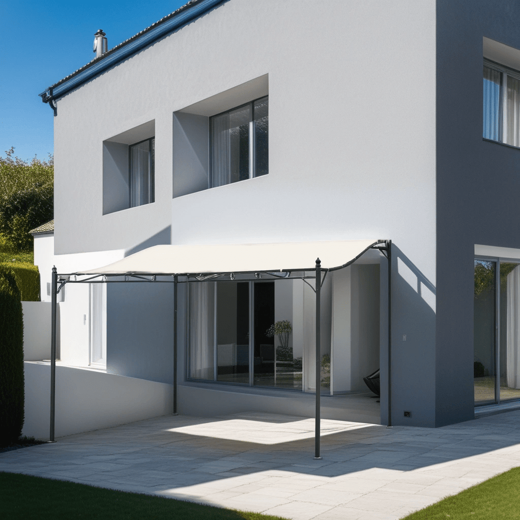 4 X 3 M Metal Pergola With Cream Canopy - Outsunny 