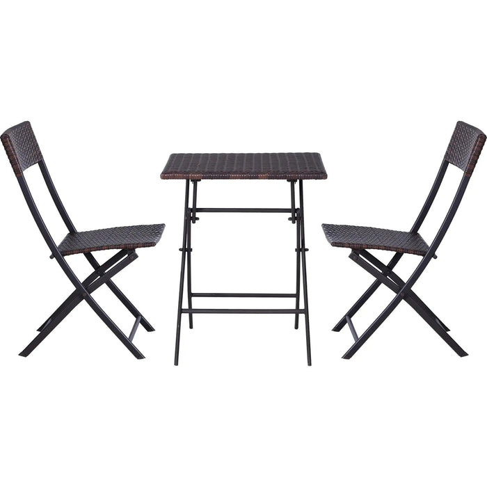 Outsunny Foldable 2-Seater Rattan Bistro Set with Table and Chairs - Brown - Green4Life