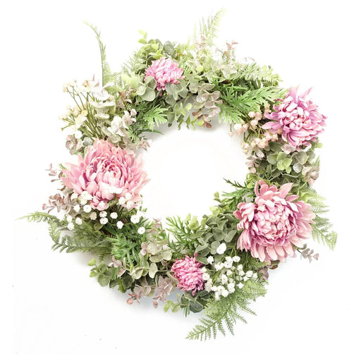 45cm Artificial Pink Floral Wreath - Green4Life