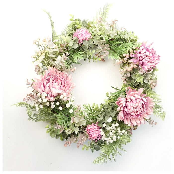 45cm Artificial Pink Floral Wreath - Green4Life