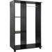 Open Wardrobe with Hanging Rail, Storage Shelves & Wheels - Black - Green4Life