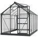 Outsunny 6 x 10 ft Walk-In Polycarbonate Greenhouse with Sliding Door, Galvanised Base & Aluminium Frame - Grey - Green4Life