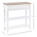 Console Table with One Drawer & 2 Shelves - White & Natural Wood Tone - Green4Life