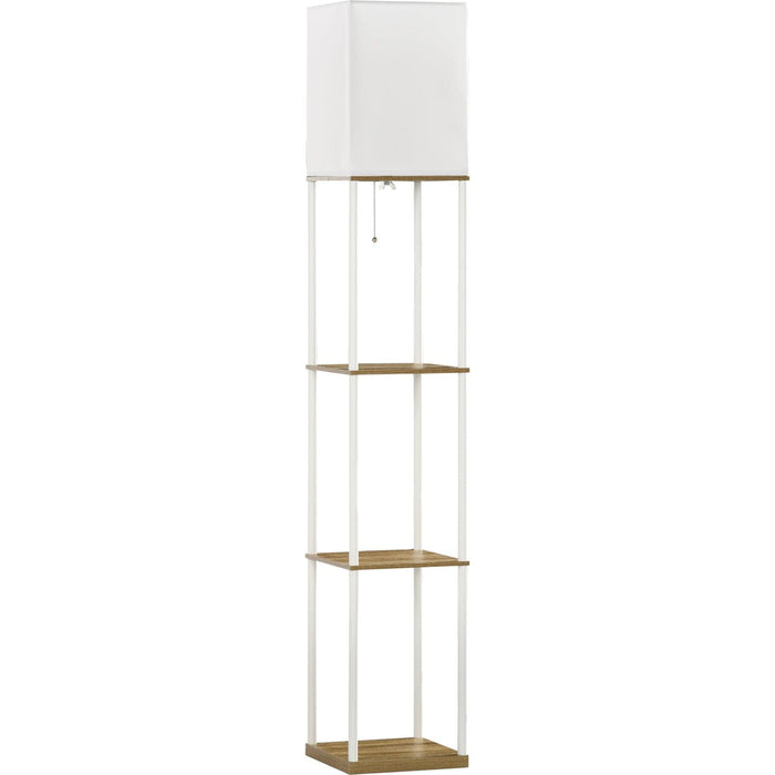 Elegant Tower Floor Lamp with Storage Shelves & Fabric Shade - Green4Life