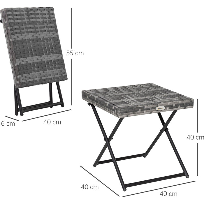 Outsunny Compact Charm Folding Rattan Table - Grey - Green4Life