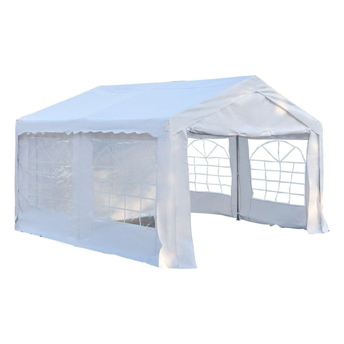 Outsunny 4x4m Portable Party Tent with Sidewalls & Double Doors - Green4Life