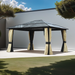 4 x 3.6(m) Gazebo with Polycarbonate Roof and Aluminium Frame - Brown - Outsunny - Green4Life
