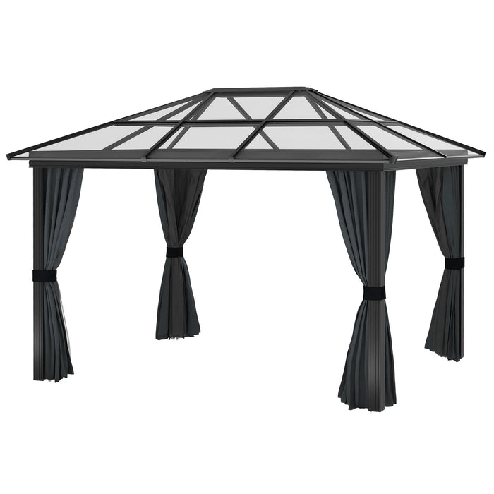 11 x 10 ft (3.6 x 3m) Hardtop Gazebo with UV-Resistant Roof and Aluminium Frame - Complete with Mosquito Netting - Outsunny