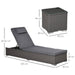 5-Level Adjustable Backrest Rattan Sun Lounger Set with Table - Grey - Outsunny - Green4Life