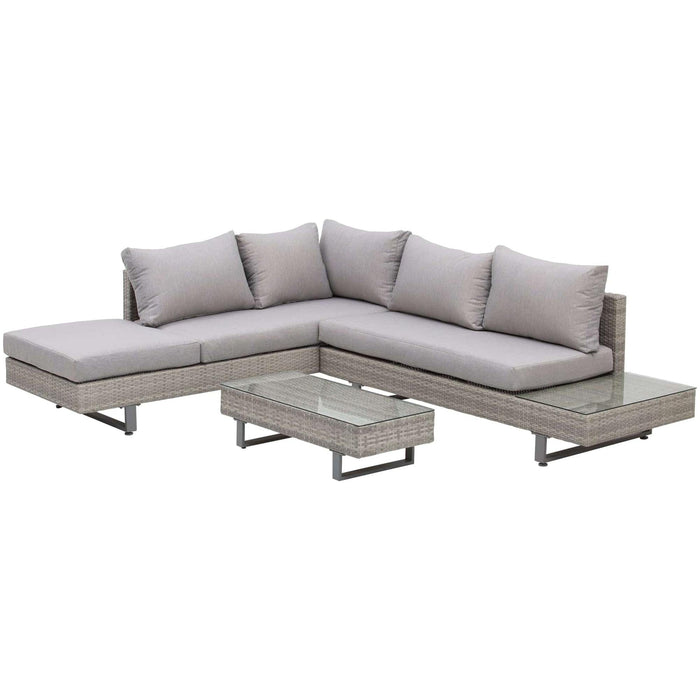 5-Seater Corner Sofa Rattan Set with Glass Tables - Grey - Outsunny - Green4Life