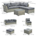 5-Seater PE Rattan Sectional Sofa Set with Padded Cushions and Ice Bucket Side Table - Light Grey - Outsunny - Green4Life