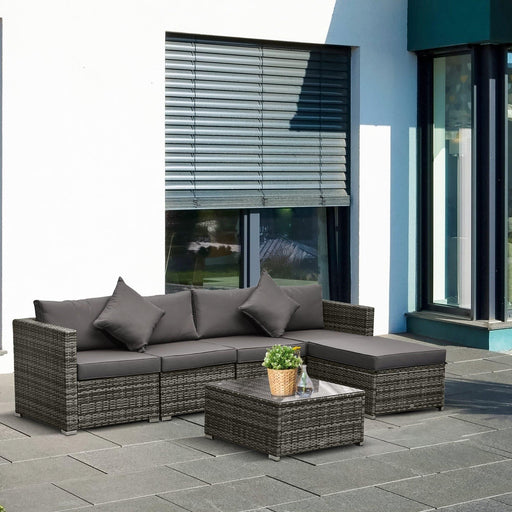 5-Seater Rattan Furniture Set - Grey - Outsunny - Green4Life