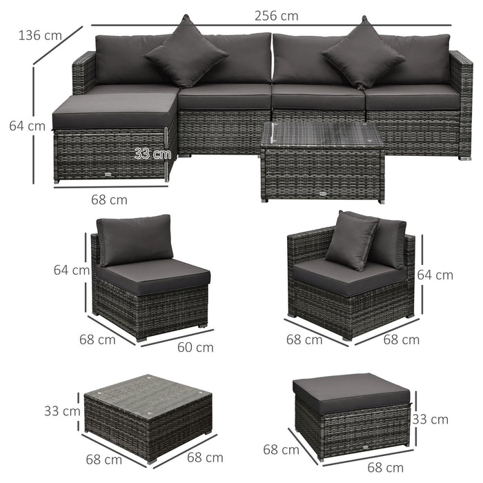 5-Seater Rattan Furniture Set - Grey - Outsunny - Green4Life