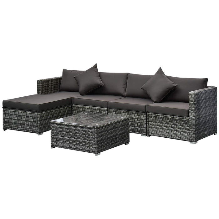 5-Seater Rattan Furniture Set - Grey - Outsunny - Green4Life