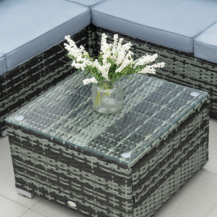 5-Seater Rattan Lounge Set with Corner Sofa, Coffee Table & Cushions - Grey - Outsunny - Green4Life