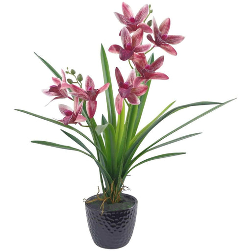50cm Large Dark Pink Artificial Orchid in Ceramic Planter - Green4Life