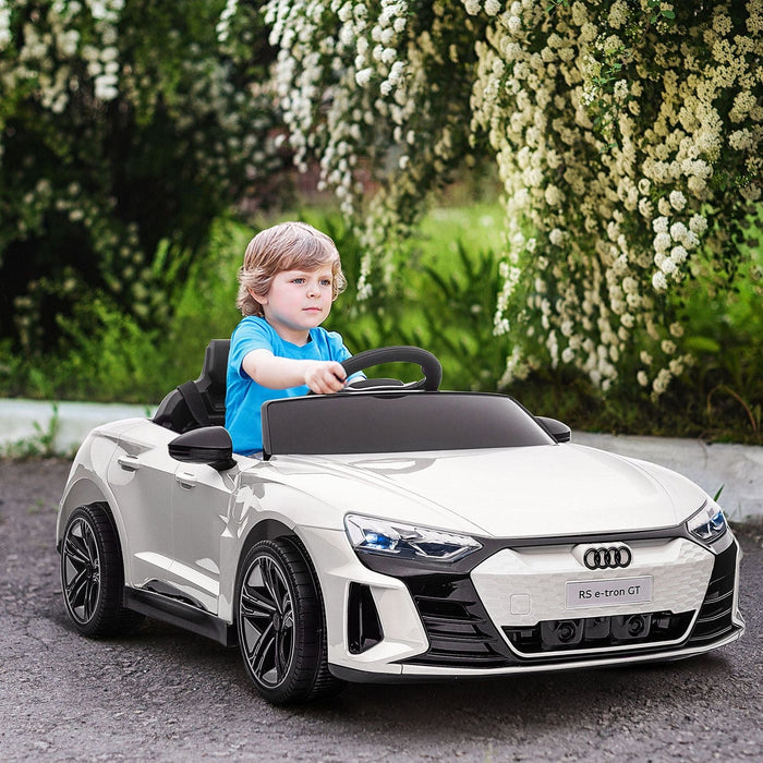 HOMCOM  Kids Electric Ride On Car with Parental Remote Control, Audi Licensed, 12V Battery Powered Toy with Suspension System, Lights, Music - White - Green4Life
