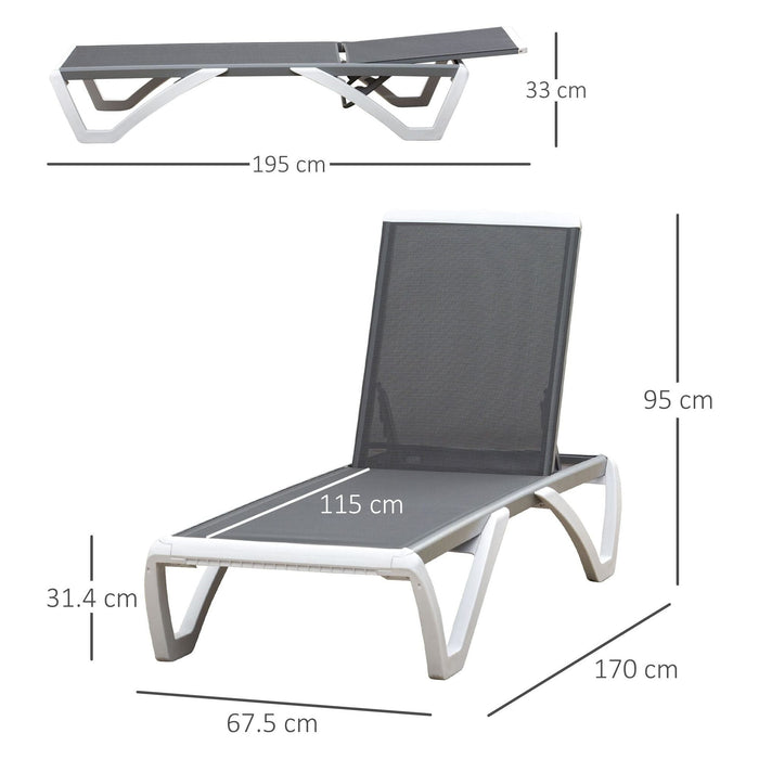 Light Grey Portable Sun Lounger with Adjustable Back - Outsunny - Green4Life