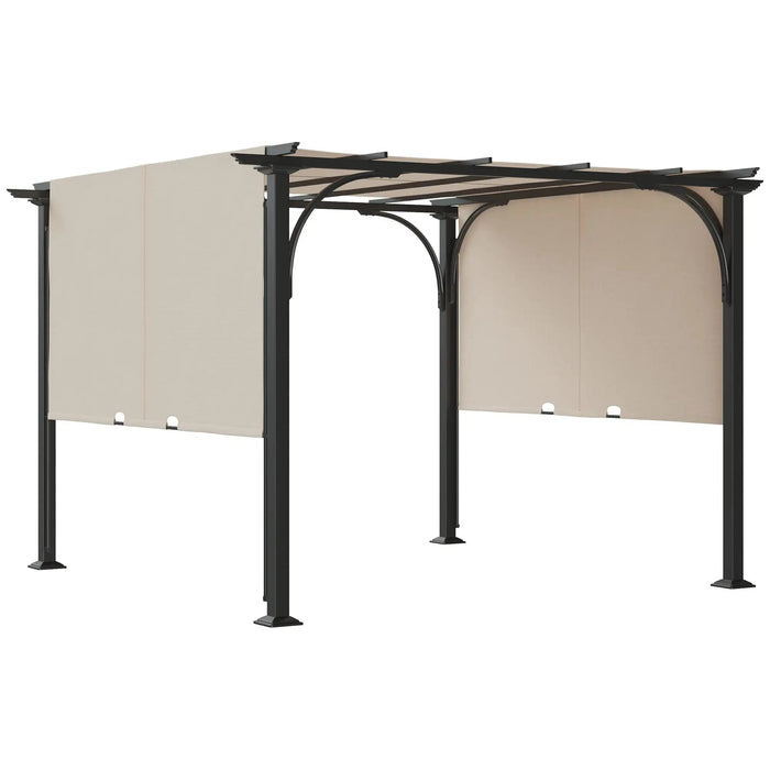 3 x 3 m Beige Pergola with Adjustable Sun Shade - Outsunny - Green4Life