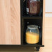 Kitchen Storage Trolley Cupboard with Shelves & 2 Handles - Oak/Black - Green4Life