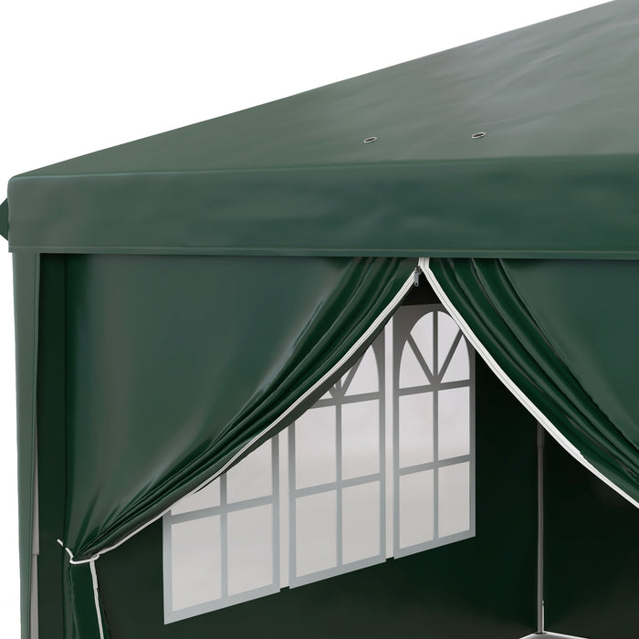 19 x 10 ft (3 x 6m) Elegant Garden Gazebo - Waterproof Canopy with Sidewalls & Windows - Green - Outsunny