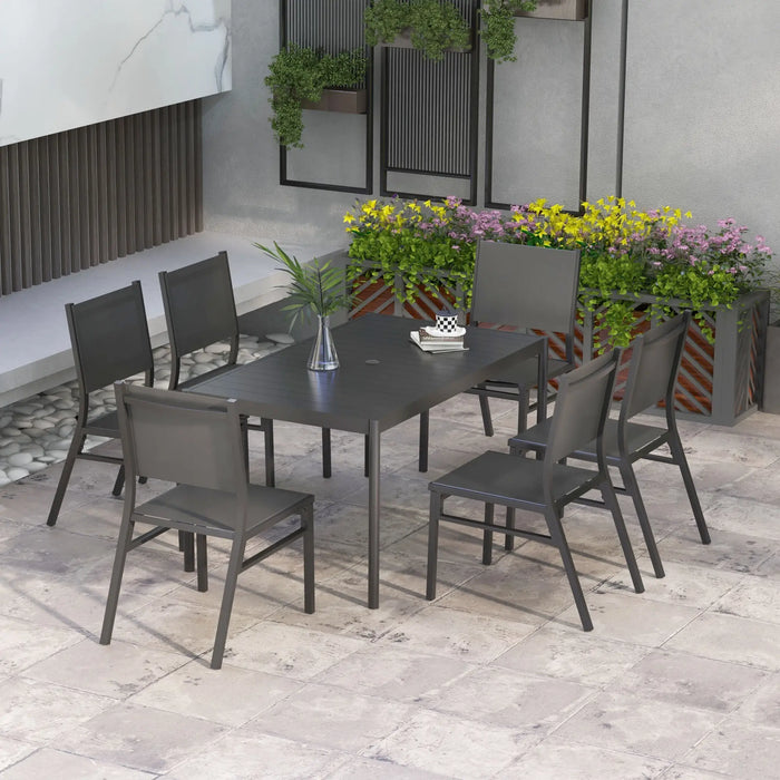 6-Seater Garden Dining Set - Dark Grey - Outsunny