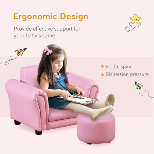Pretty Pink Kids Armchair with Matching Footstool - Green4Life