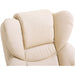 Reclining Swivel Armchair & Footstool Set PU Leather - Cream - Green4Life