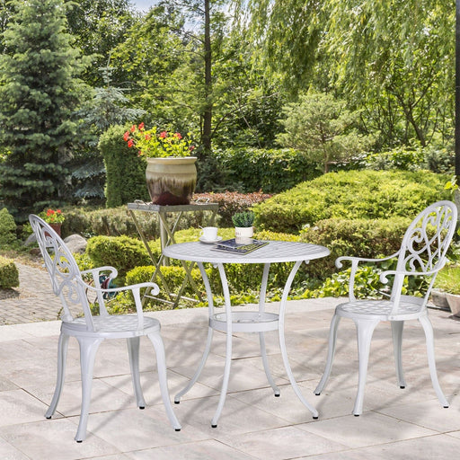 Outdoor Elegance 3-Piece Aluminium Bistro Set - White - Outsunny - Green4Life