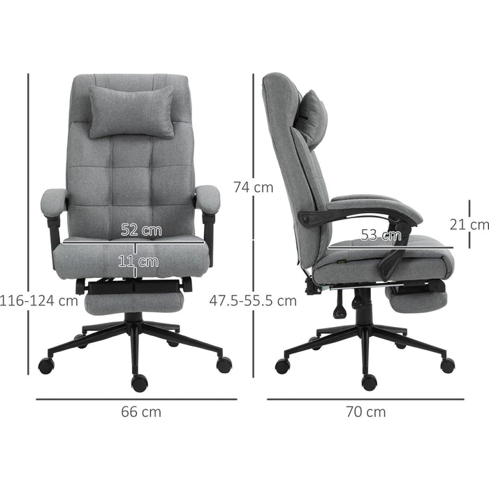 Vinsetto Office Chair with Footrest and Removable Pillow, Linen-Feel Upolstery - Light Grey - Green4Life