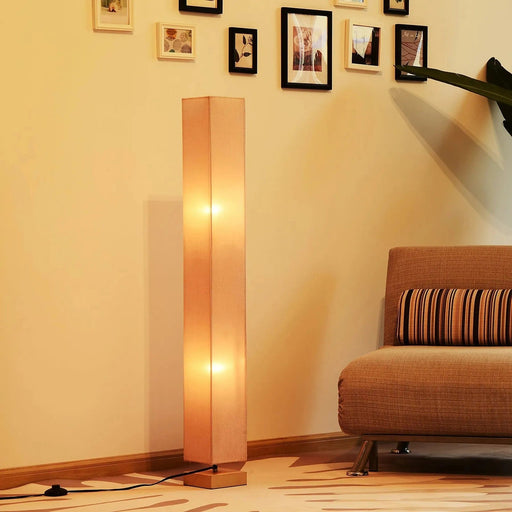 Modern Linen Floor Lamp with Wooden Base - Green4Life